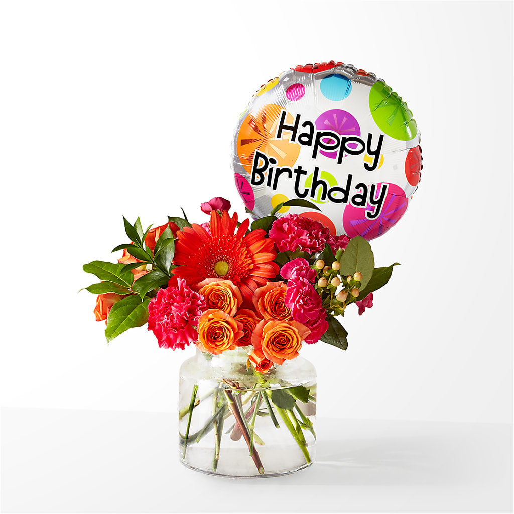 Fiesta Bouquet with Birthday Balloon – Carrs, Bellevue WA