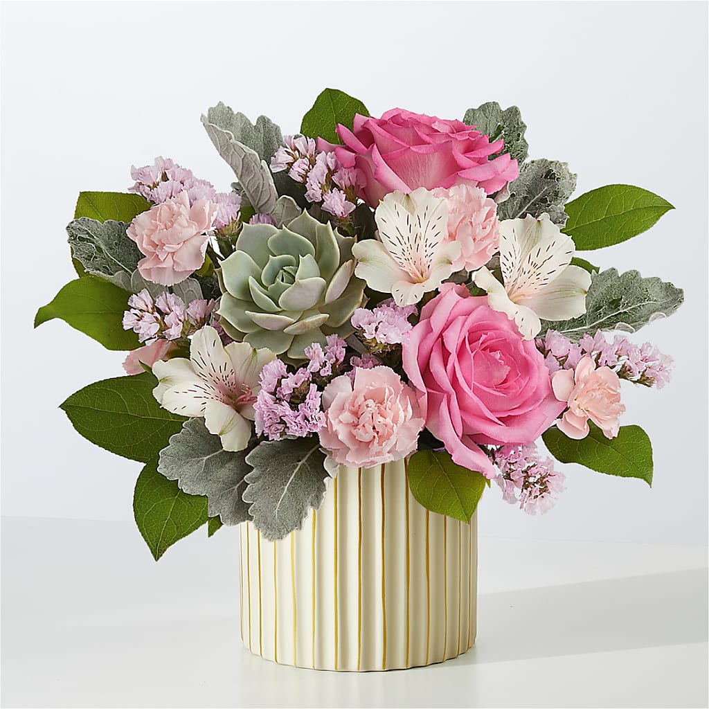 Dusty Rose Bouquet with Ivory Vase – Carrs, Bellevue WA