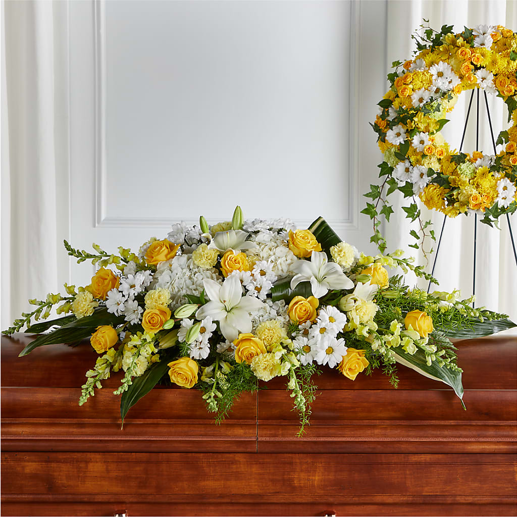 Golden Harmony Casket Spray – Carrs, Bellevue WA