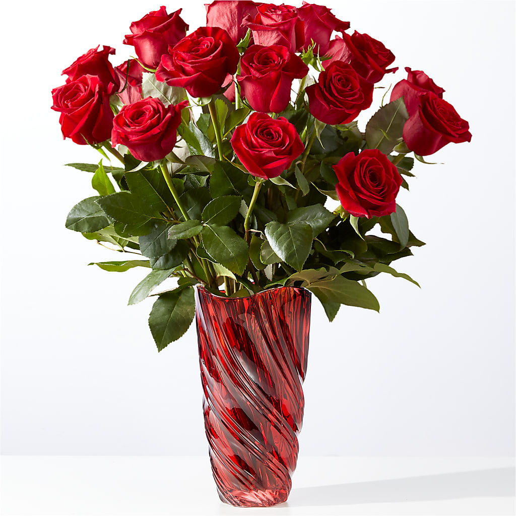 Classic Love Red Rose Bouquet with Luxe Swirl Vase – Carrs, Bellevue WA