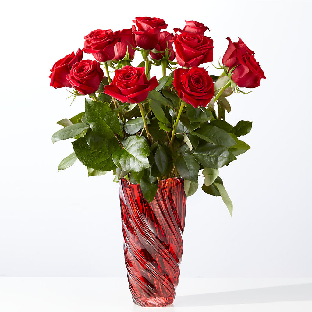 Classic Love Red Rose Bouquet with Luxe Swirl Vase – Carrs, Bellevue WA