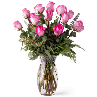 Unforgettable Dozen Rose Pink –  Carrs, Bellevue WA