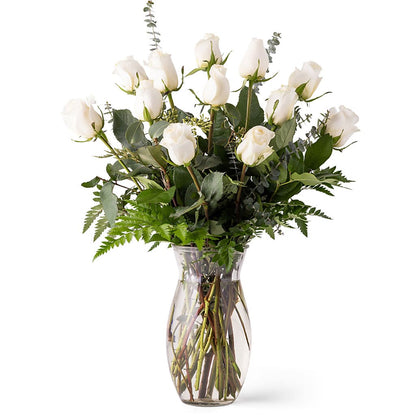 Unforgettable Dozen Rose White –  Carrs, Bellevue WA