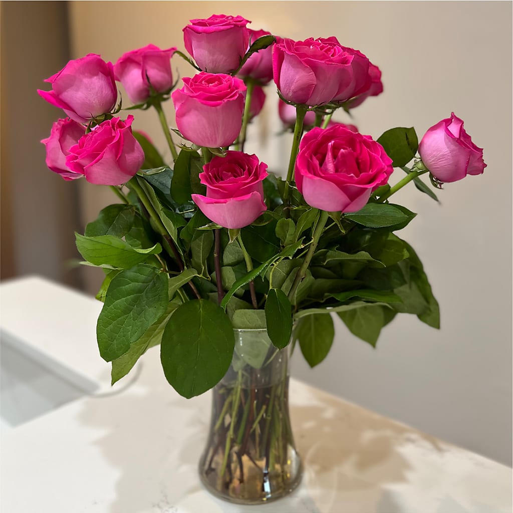 Long Stem Pink Rose Bouquet –  Carrs, Bellevue WA