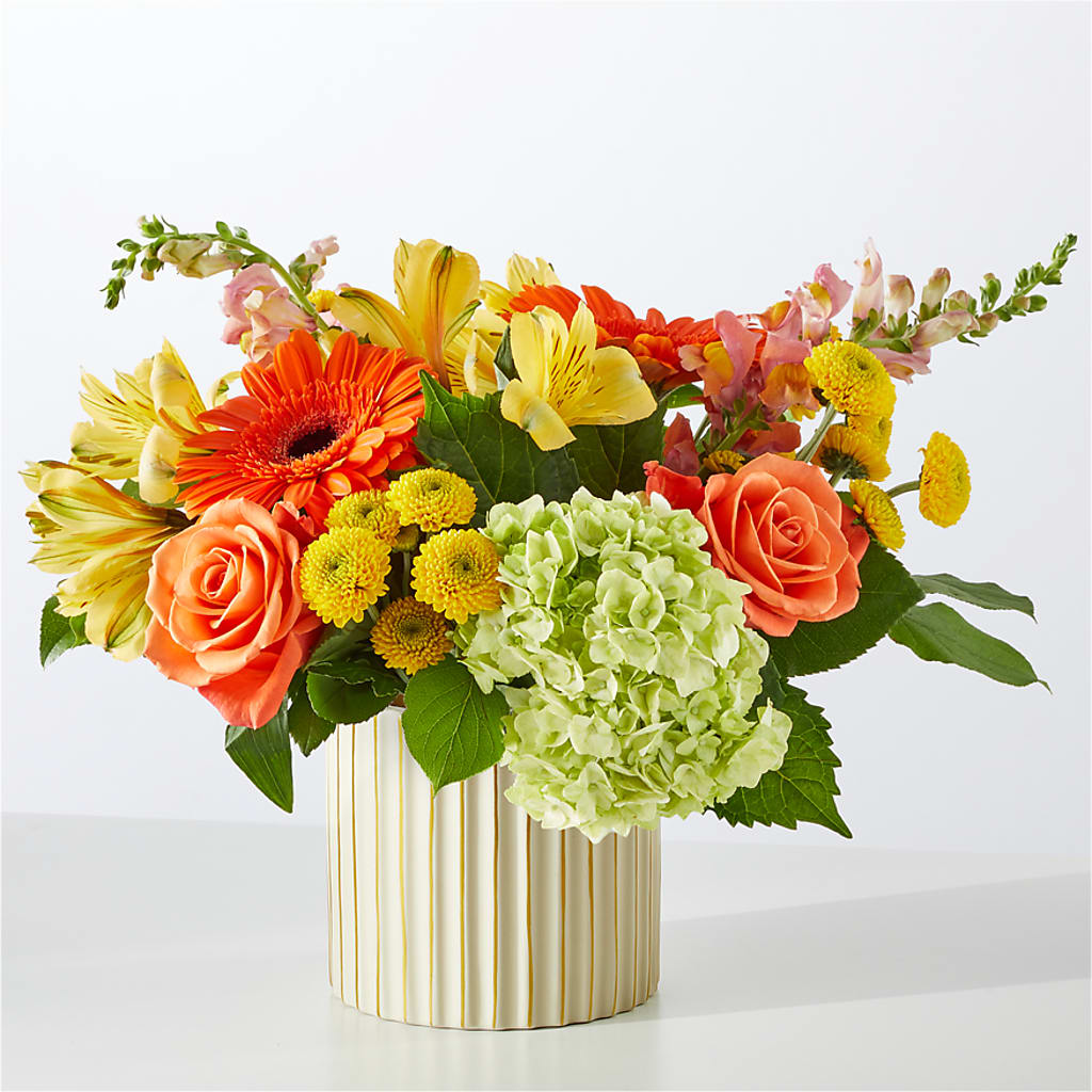 Autumn Sunshine Bouquet with Ivory Vase –  Carrs, Bellevue WA