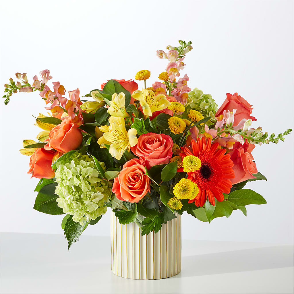 Autumn Sunshine Bouquet with Ivory Vase –  Carrs, Bellevue WA