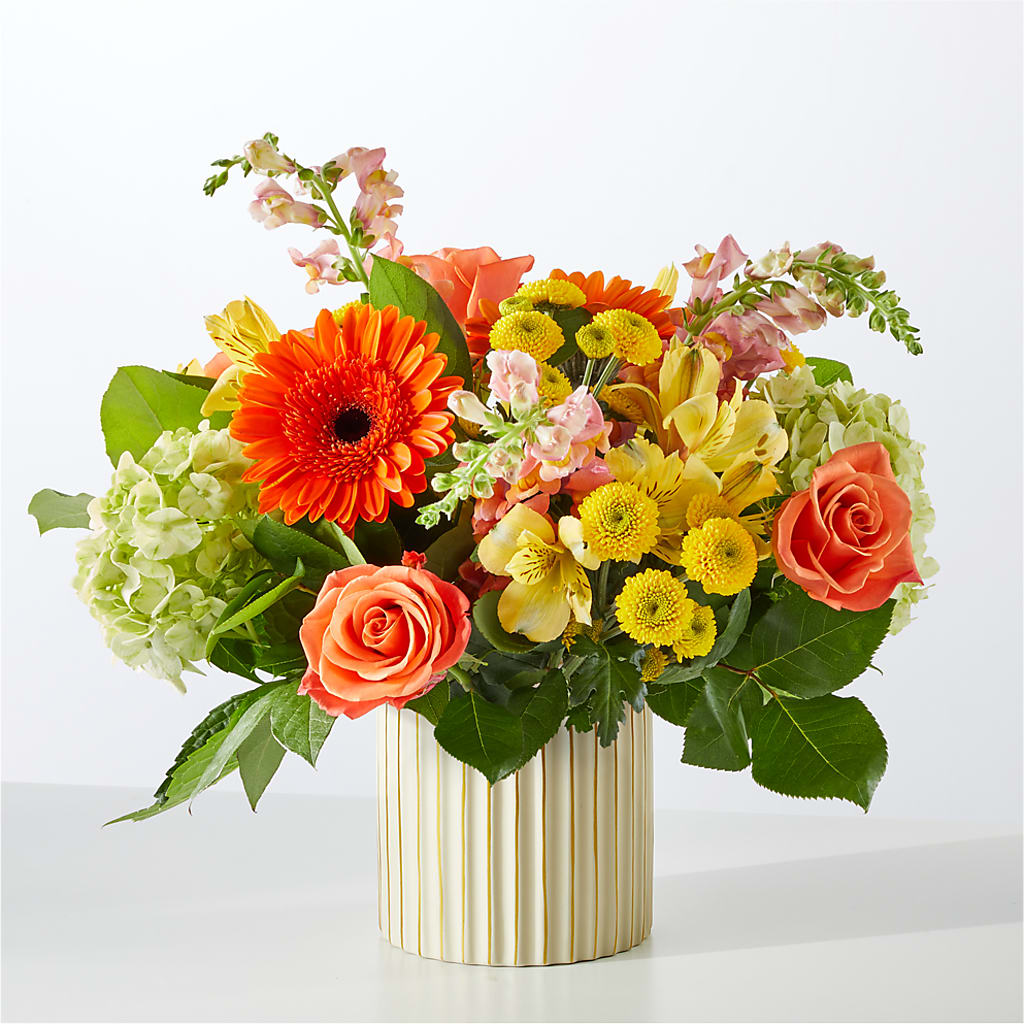 Autumn Sunshine Bouquet with Ivory Vase –  Carrs, Bellevue WA