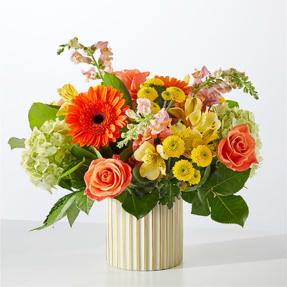 Autumn Sunshine Bouquet with Ivory Vase –  Carrs, Bellevue WA